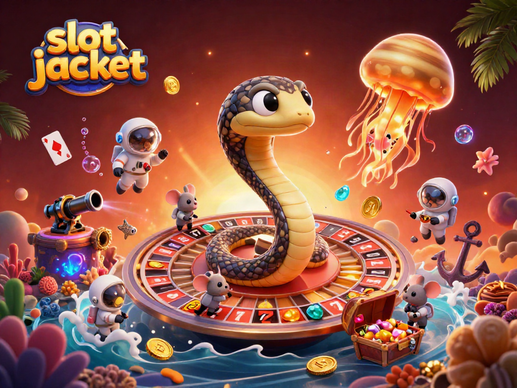 Engage in the thrill of slot jackpots with astronaut mice betting on Saturn's roulette rings while a golden jellyfish acts as the dealer.